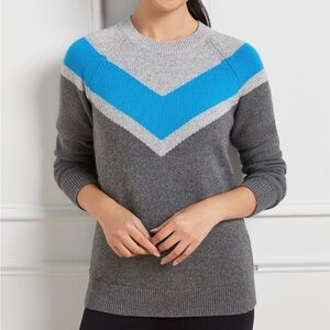 Gray and Blue Talbots Chevron Sweater